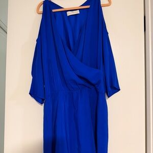 Amanda Uprichard Royal Blue V-Neck Cold-Shoulder Maxi Dress